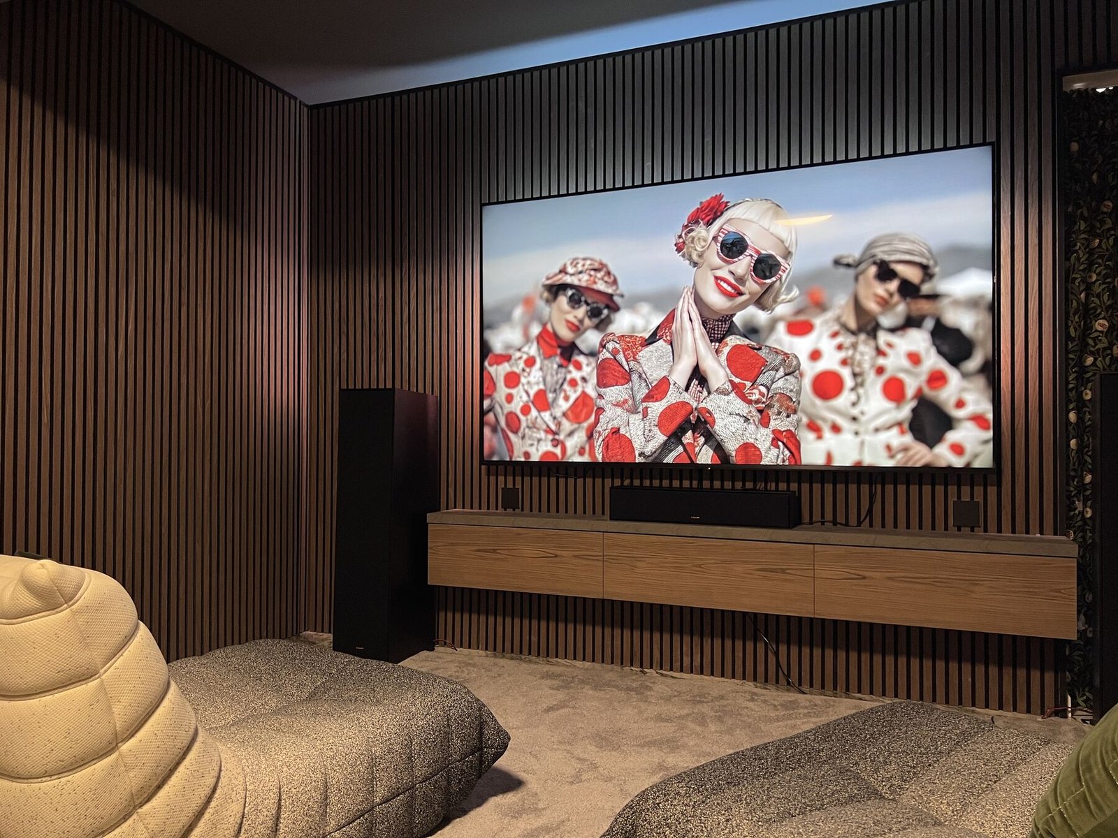 Lounge with media wall and soft seating